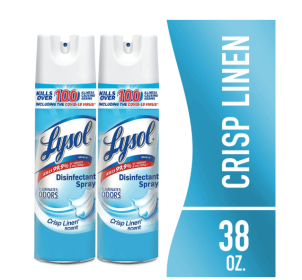 Lysol Disinfectant Spray, Sanitizing and Antibacterial Spray, Crisp Linen Scent, 19 fl oz, 2 Pack