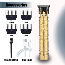 Hair Clipper Beard Shaving Body Hair Trimmer Clippers Electric Hair Cutting Machine Professional Barber Men Trimmer Shaver (Color: Gold Buddha)