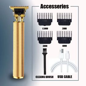 Hair Clipper Beard Shaving Body Hair Trimmer Clippers Electric Hair Cutting Machine Professional Barber Men Trimmer Shaver (Color: Gold)