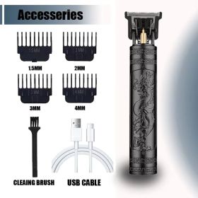 Hair Clipper Beard Shaving Body Hair Trimmer Clippers Electric Hair Cutting Machine Professional Barber Men Trimmer Shaver (Color: Black Dragon)